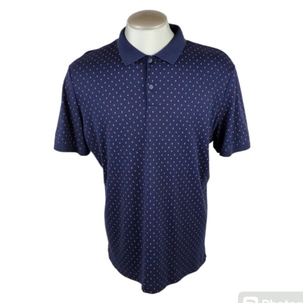 Banana Republic Performance Luxury Touch Polo Shirt Diamond Navy Blue Size Large